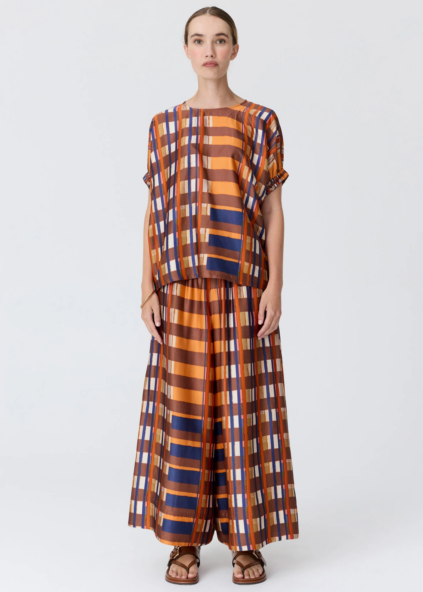 POL Lattice Pant - Amber Check
