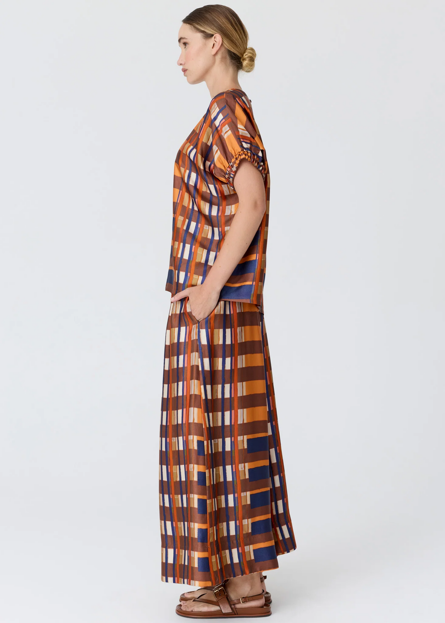 POL Lattice Pant - Amber Check