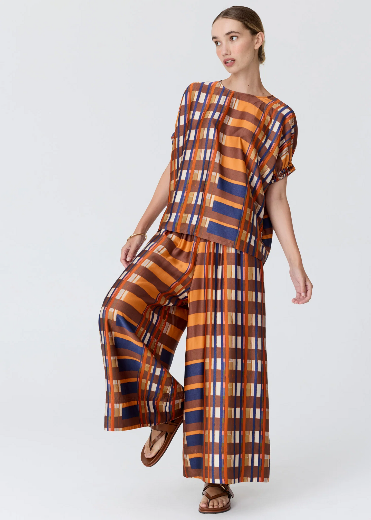 POL Lattice Pant - Amber Check