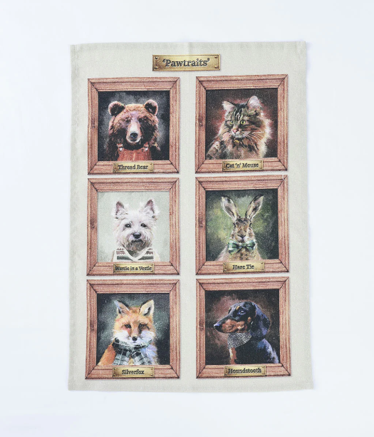 MM Linen Pawtraits Tea Towel