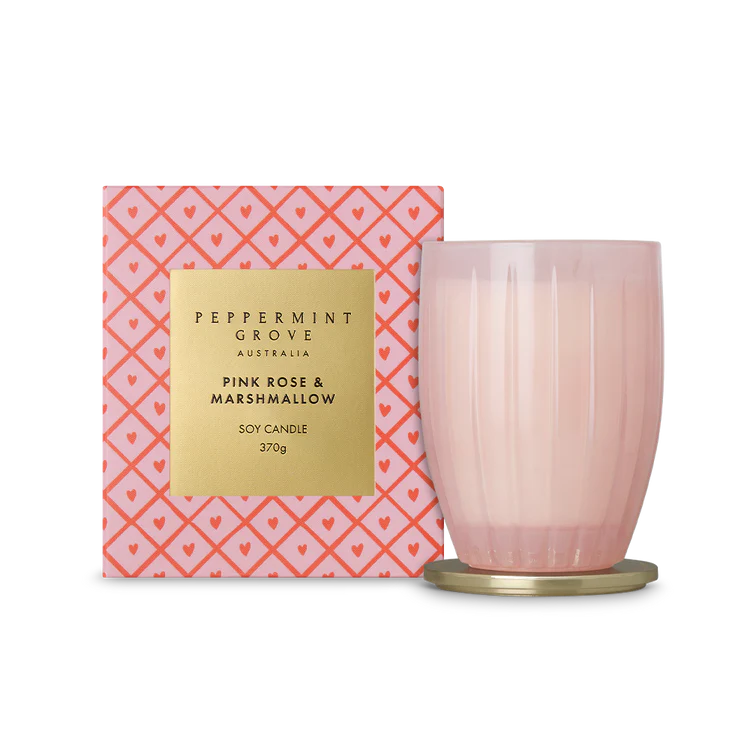 Peppermint Grove Large Candle 370g - Pink Rose & Marshmallow