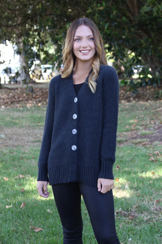 Lothlorian Alpaca Plain Cardigan - Slate