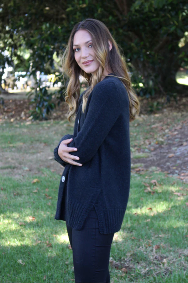 Lothlorian Alpaca Plain Cardigan - Slate