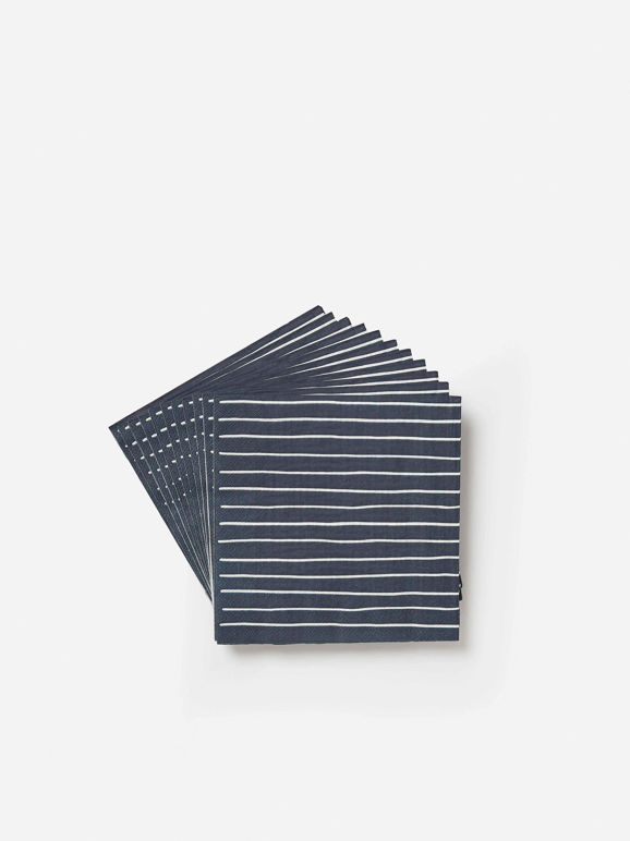 Citta Stripe Paper Napkins 20pk - Navy/White