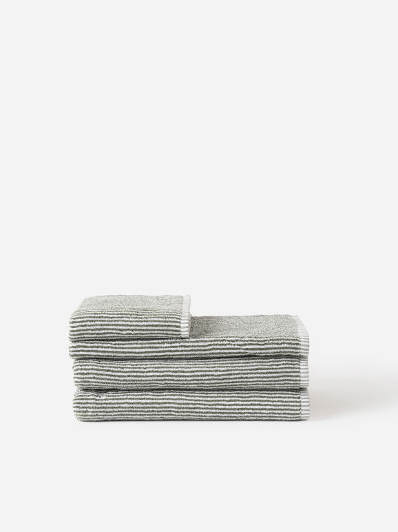 Citta Stripe Cotton Bath Mat - Olive /White