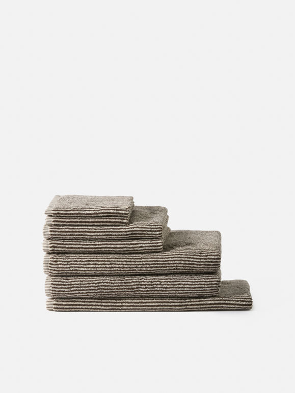 Citta Stripe Cotton Bath Towel - Cocoa/Bone