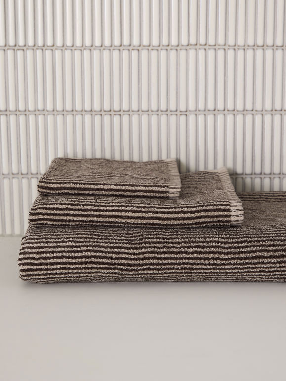Citta Stripe Cotton Bath Towel - Cocoa/Bone