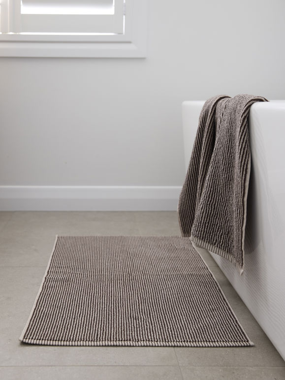 Citta Stripe Cotton Bath Towel - Cocoa/Bone