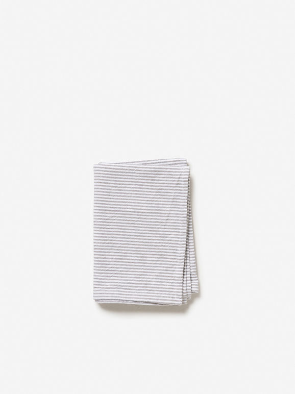 Citta Stripe Washed Cotton Tea Towel - Grey