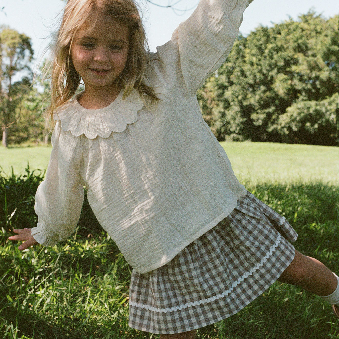 Nature Baby Ruffle Cameron Blouse - Natural