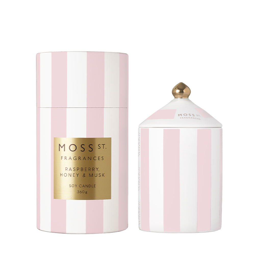 Moss St. Ceramic Large Candle 360g - Raspberry Honey Musk