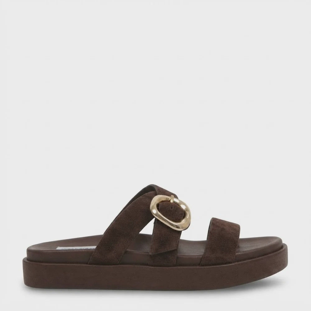 Kathryn Wilson Roda Slide - Espresso Suede/Calf