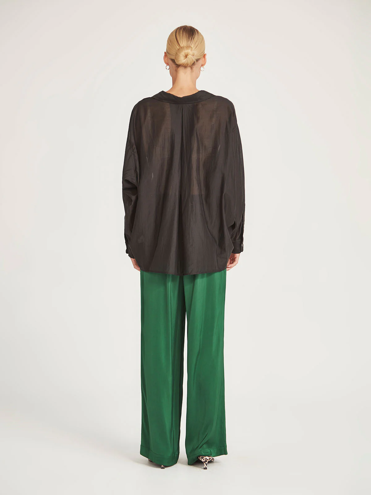 Caroline Sills Satin Carrie Pant - Emerald