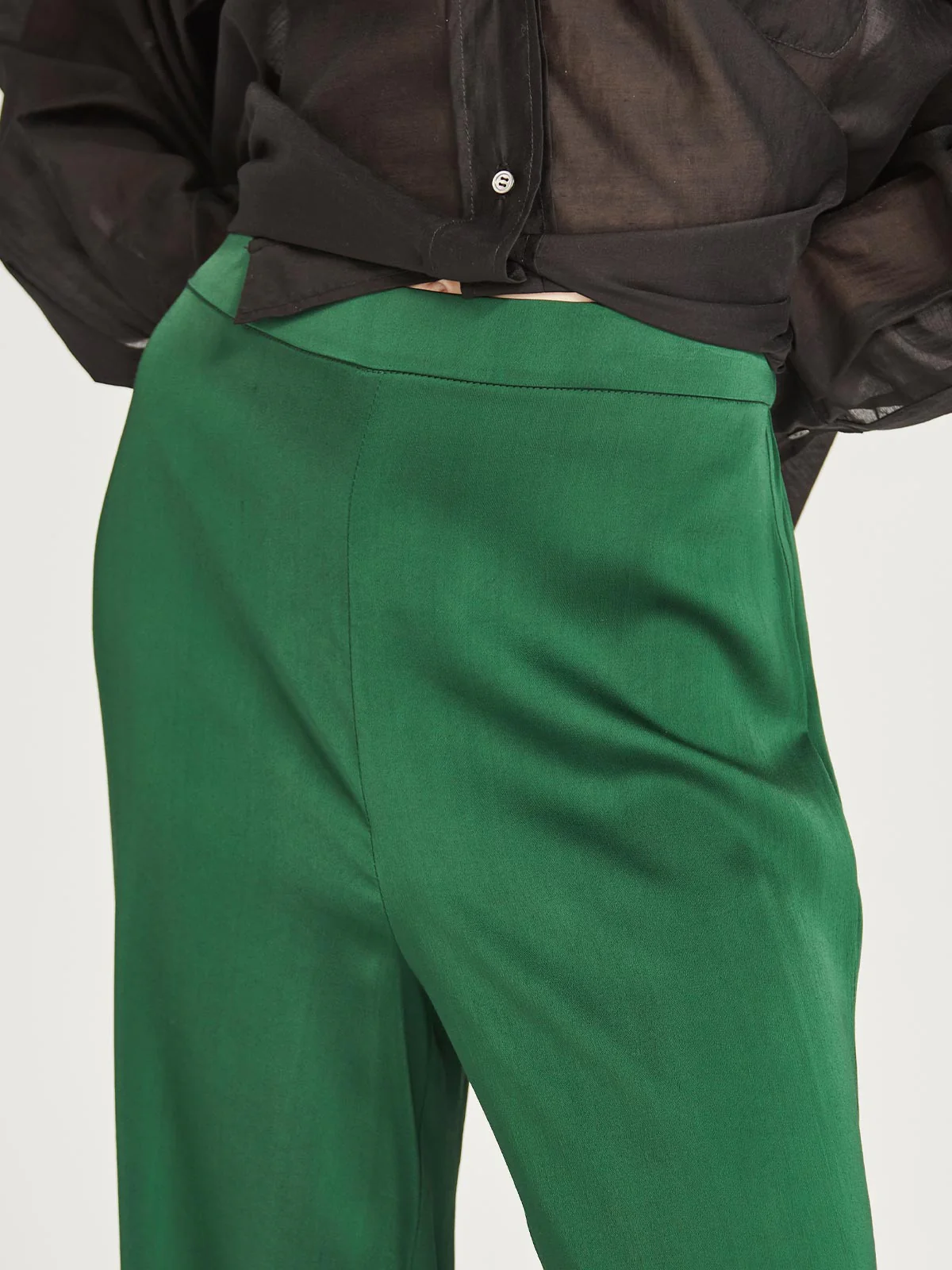 Caroline Sills Satin Carrie Pant - Emerald