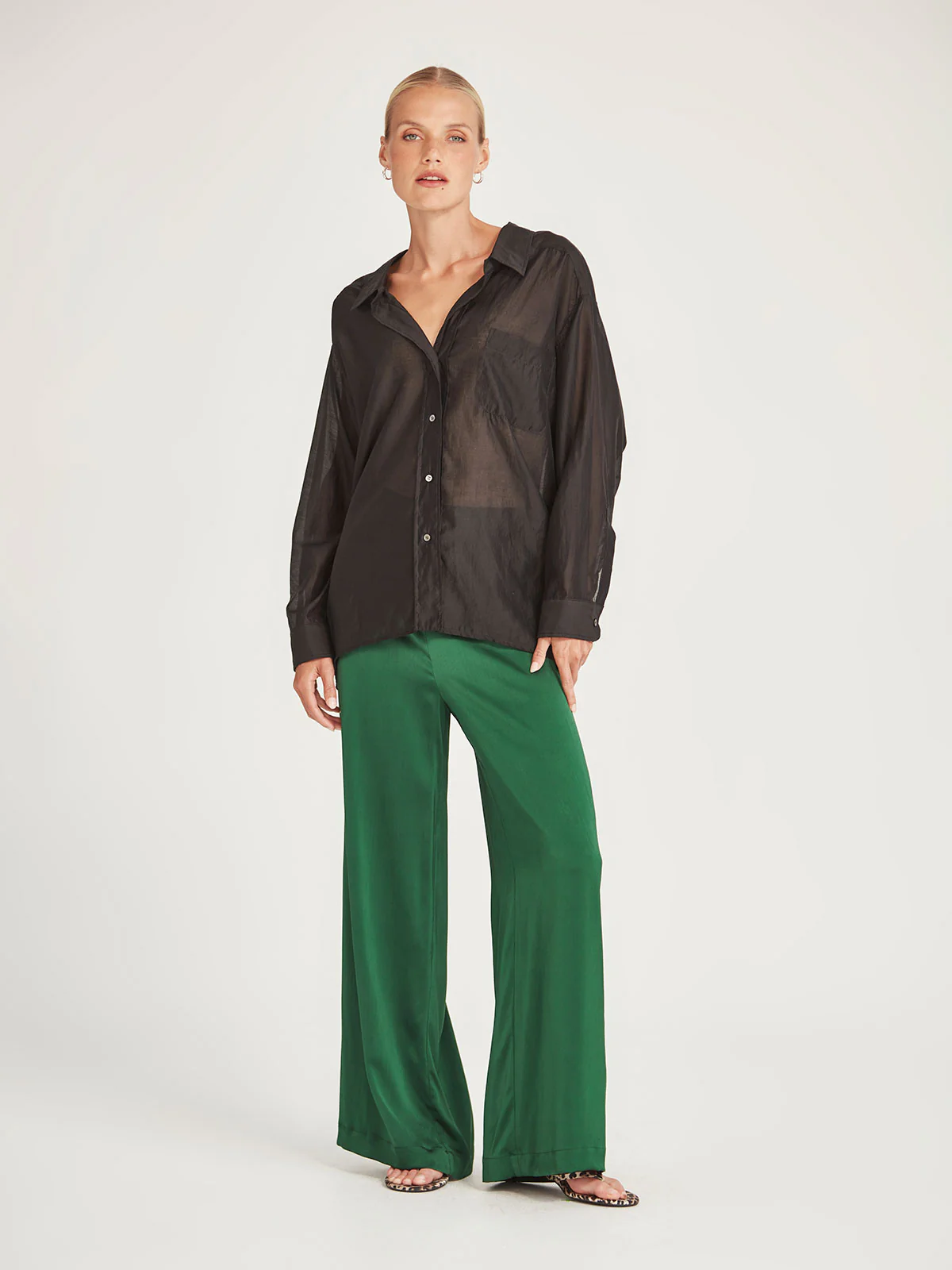 Caroline Sills Satin Carrie Pant - Emerald