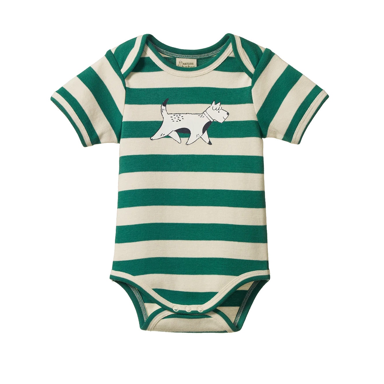 Nature Baby Short Sleeve Bodysuit - Dog Walk Peppermint Print