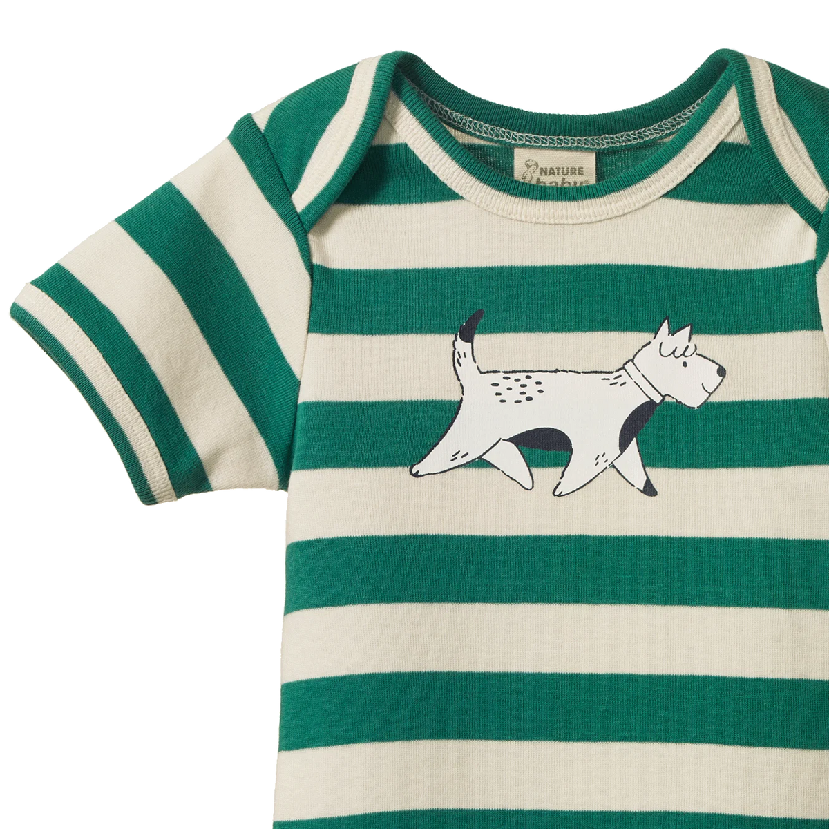 Nature Baby Short Sleeve Bodysuit - Dog Walk Peppermint Print