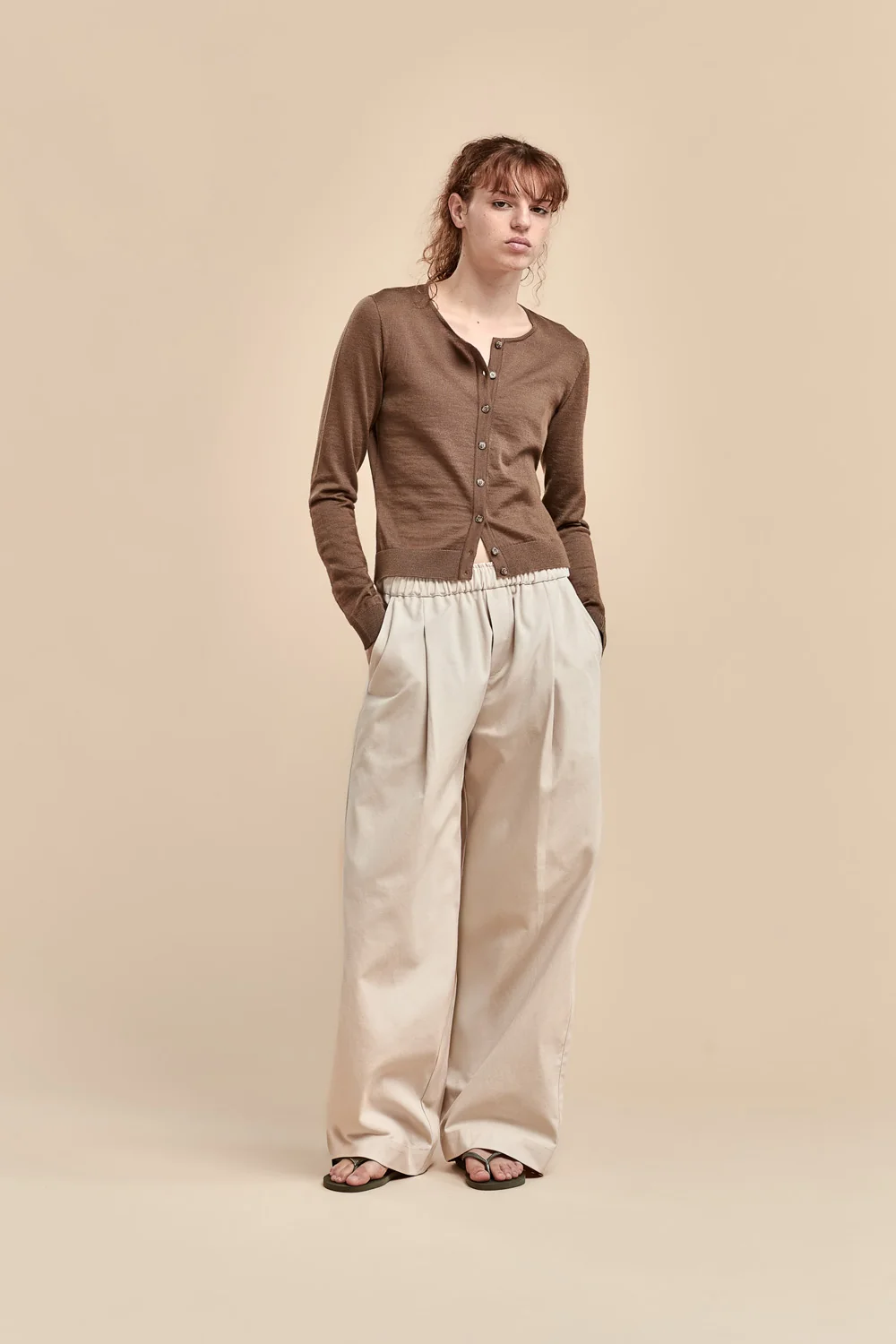Standard Issue Merino Crop Crew Cardigan - Truffle