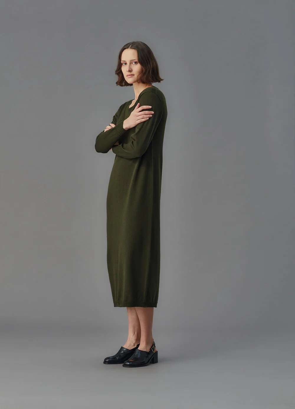 Standard Issue Merino V Neck Dress - Smudge