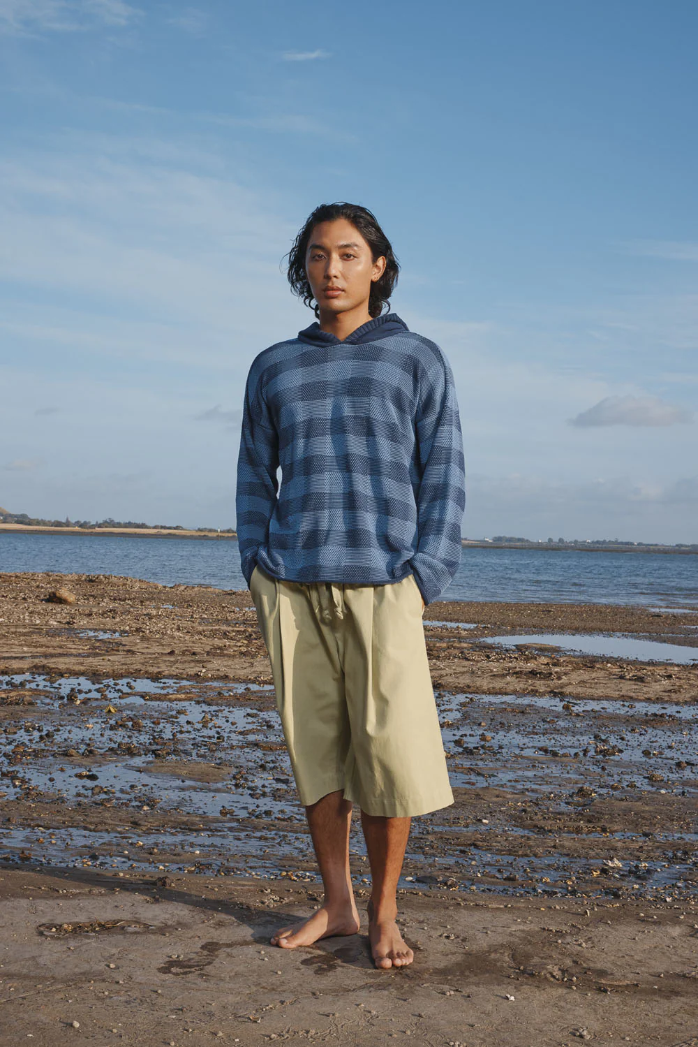 Standard Issue Cotton Universal Plaid Hoodie - Pacific/Woad