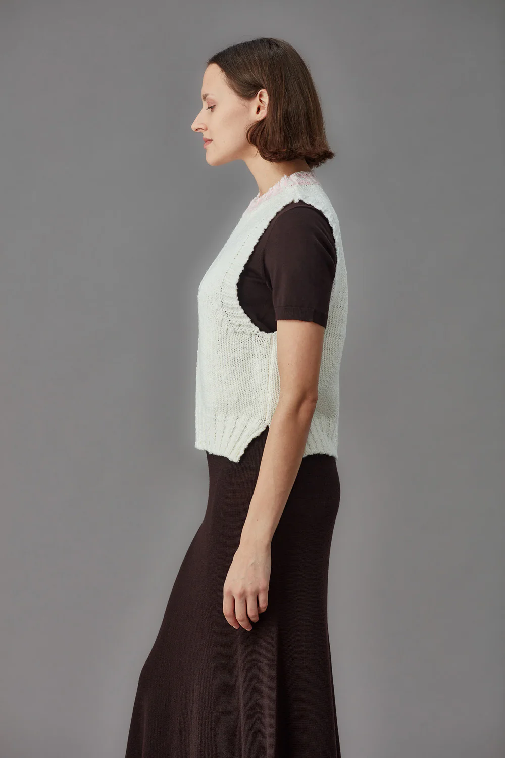 Standard Issue Merino Boucle Crop Vest - Natural/Lychee