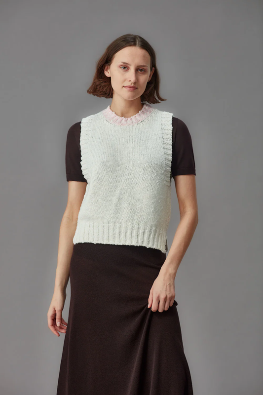 Standard Issue Merino Boucle Crop Vest - Natural/Lychee