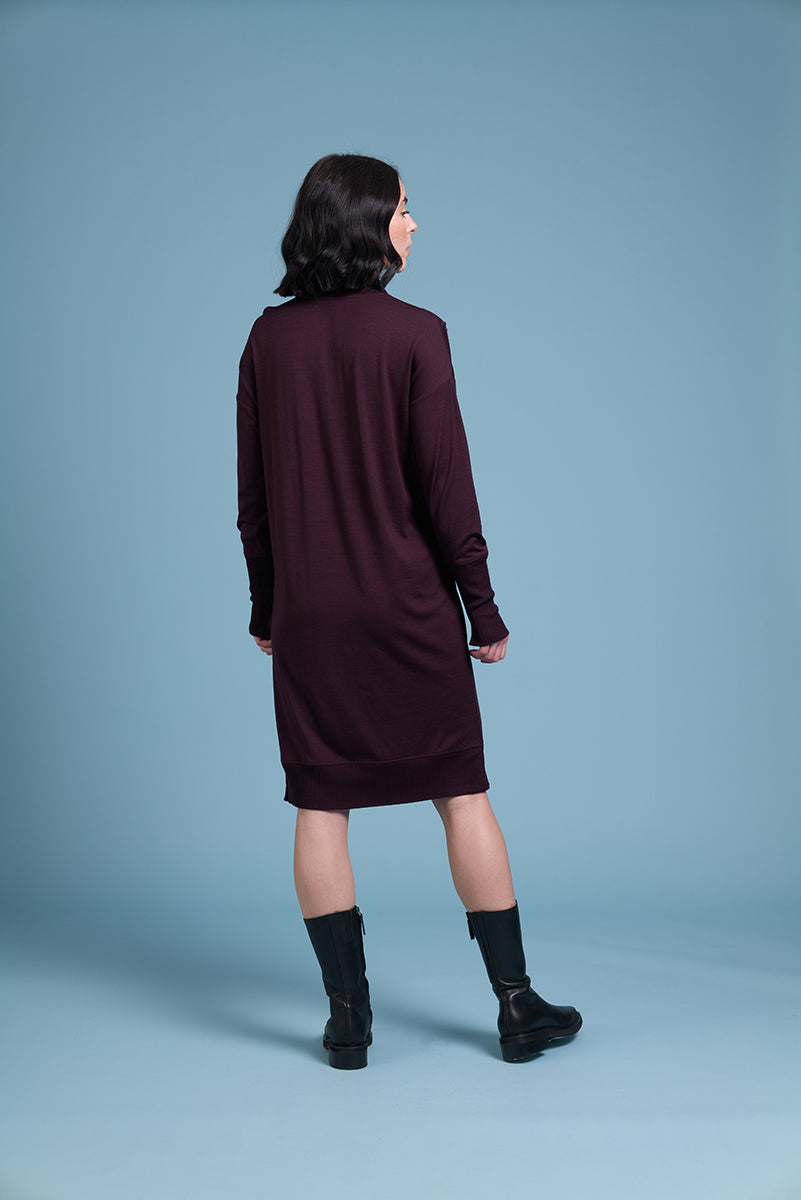 Siren Zip Code Dress - Dark Cherry Marl