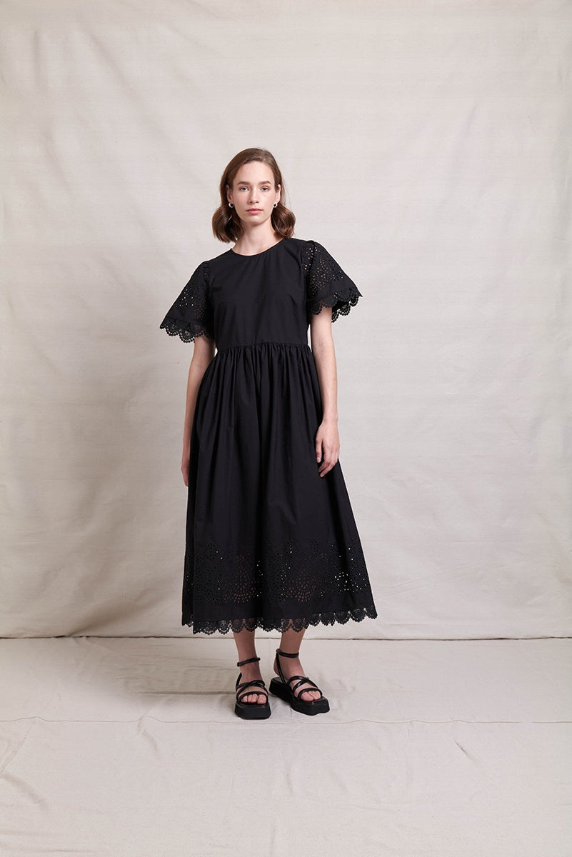 Neris Lace Work Dress - Black