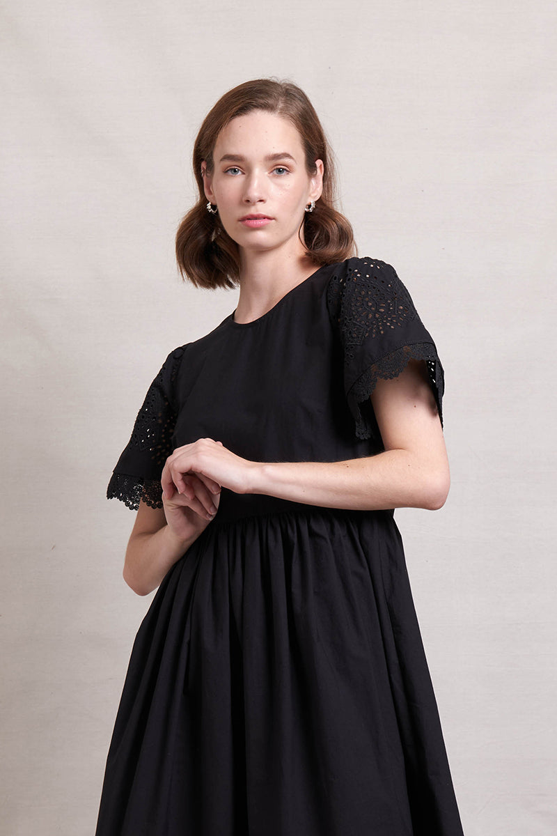 Neris Lace Work Dress - Black