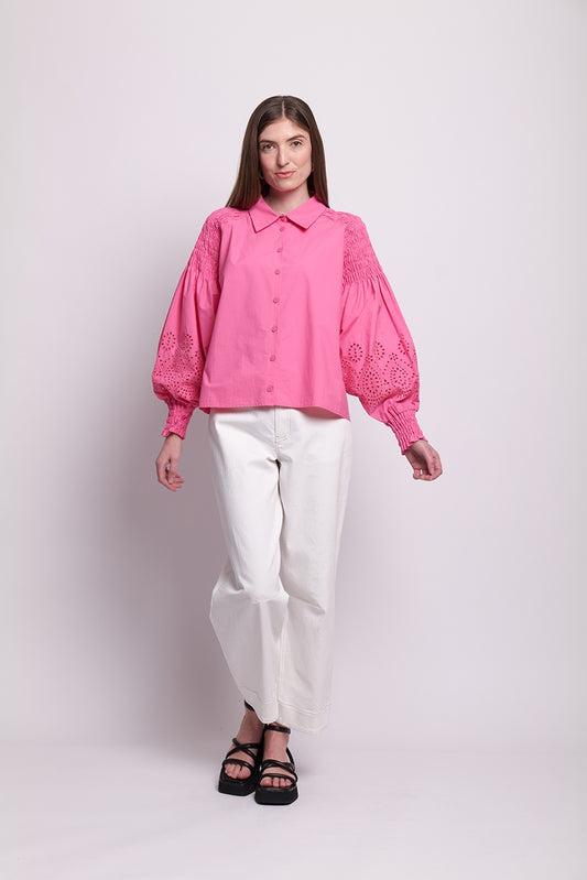 Neris Lace Work Blouse - Pink