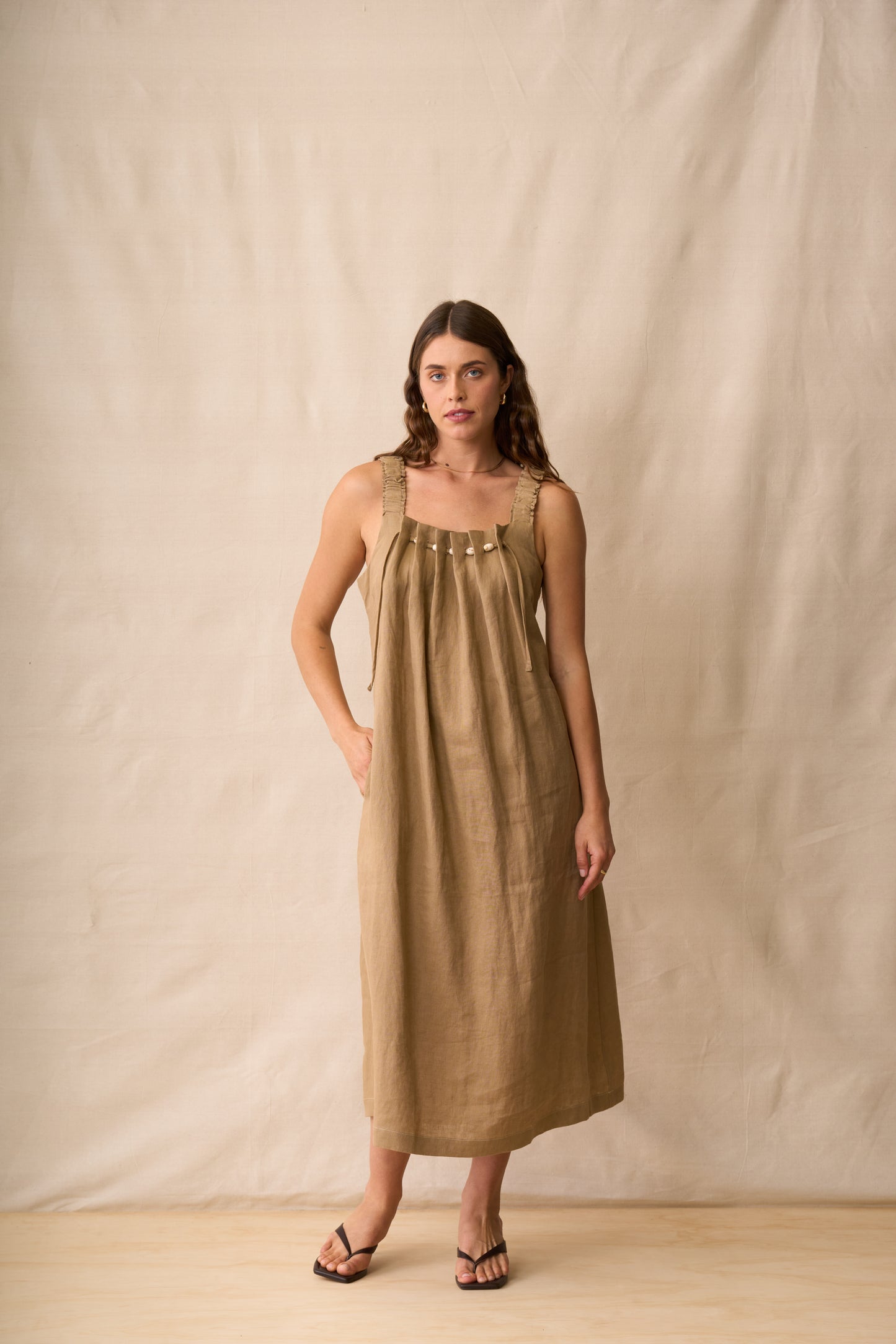 Neris Thu And Thru Dress - Biscotti