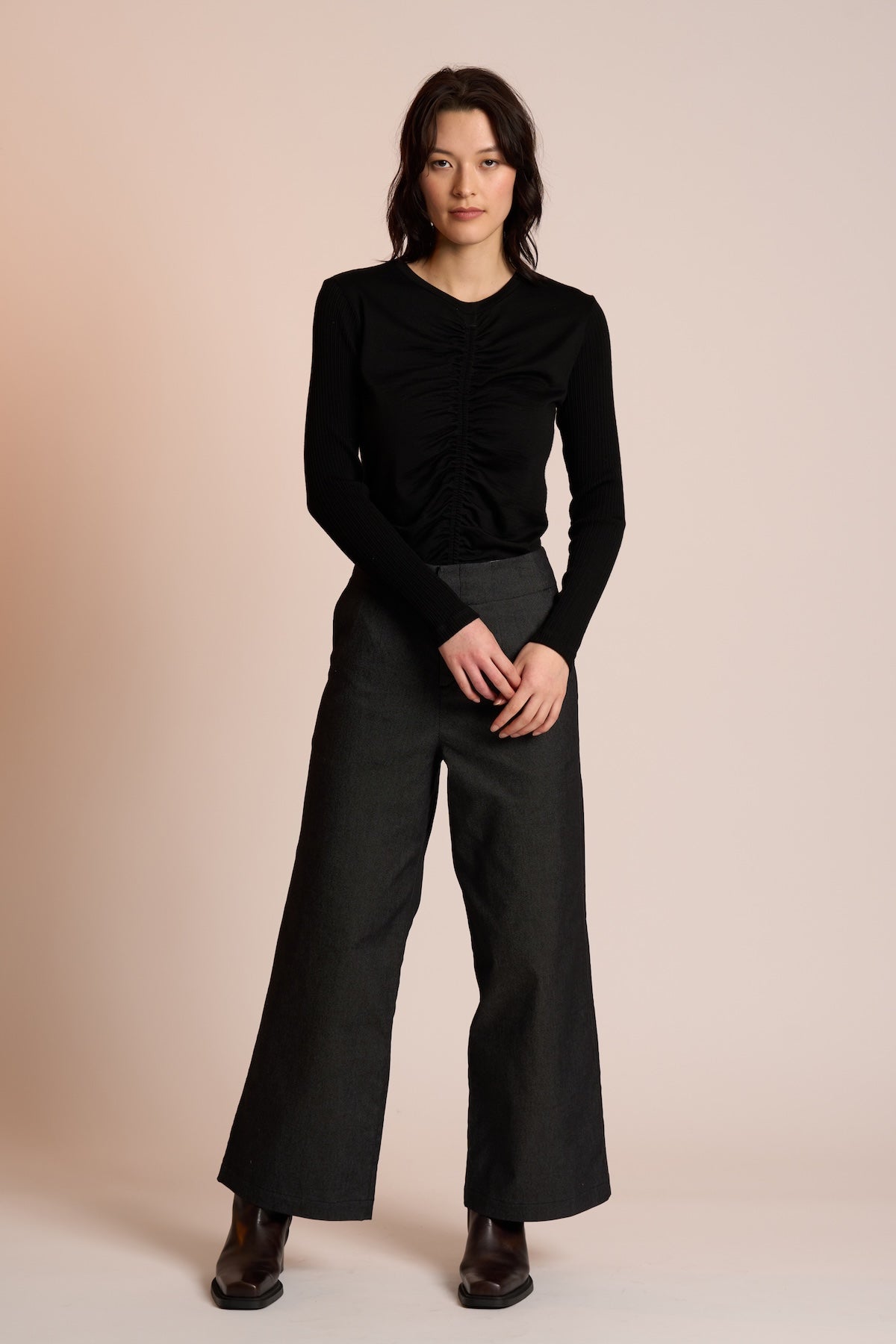 Neris Rouched Top - Black