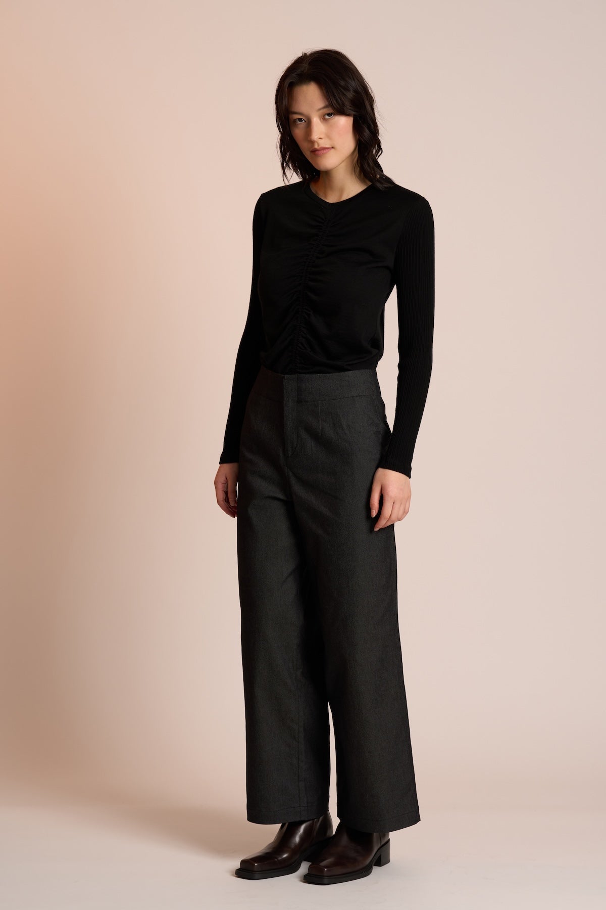 Neris Rouched Top - Black