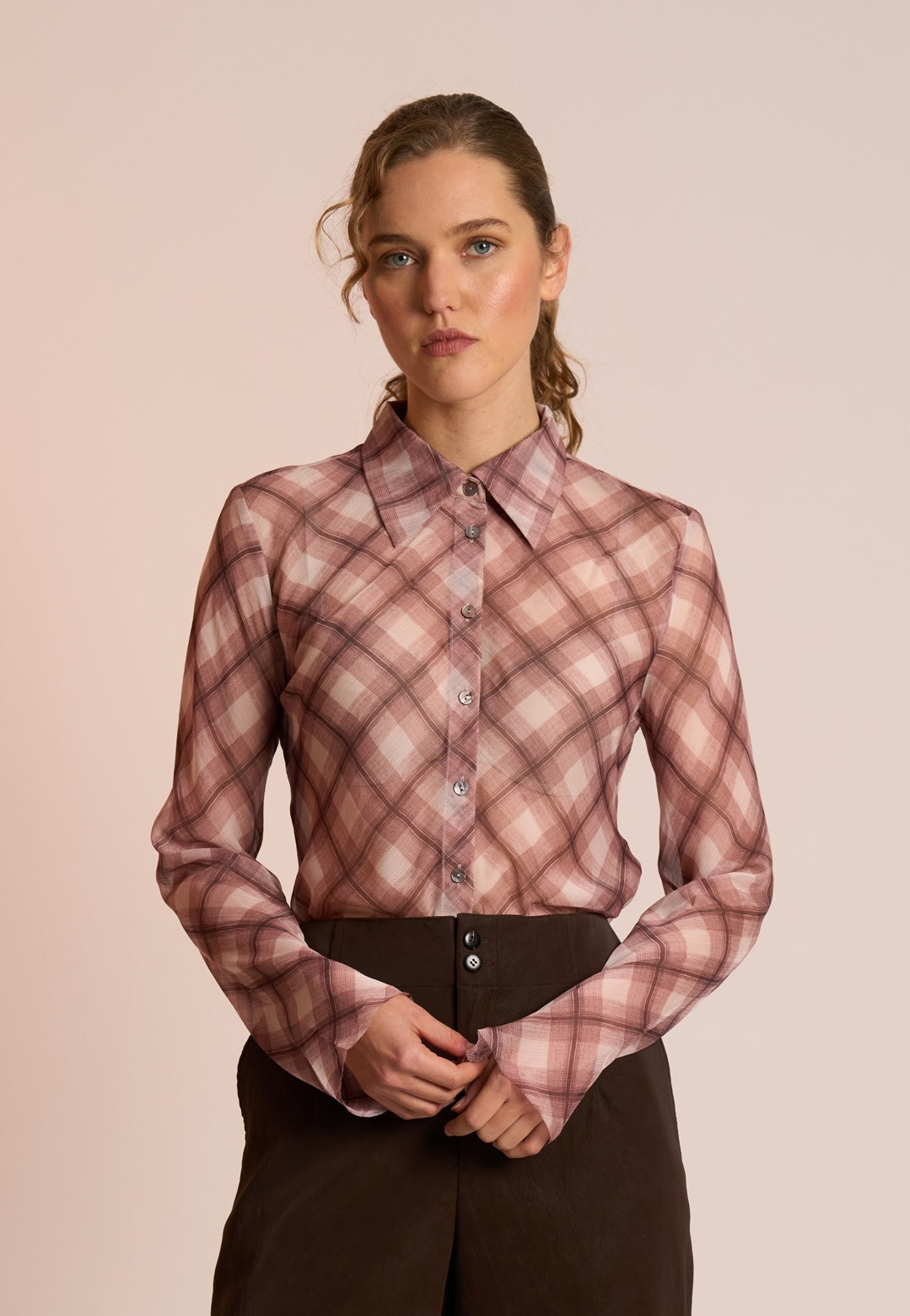 Neris Edgy Shirt - Raisin Check