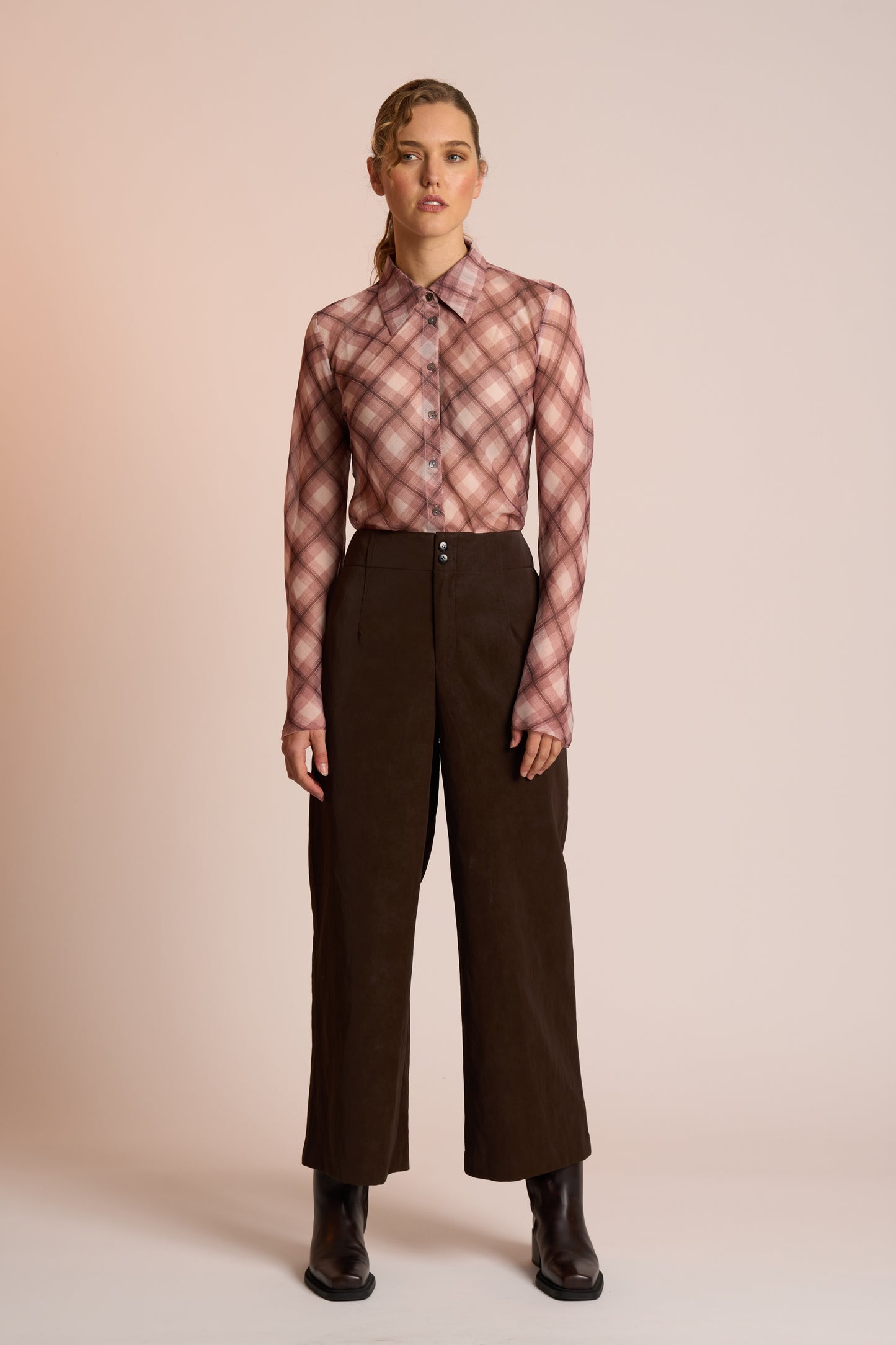 Neris Edgy Shirt - Raisin Check
