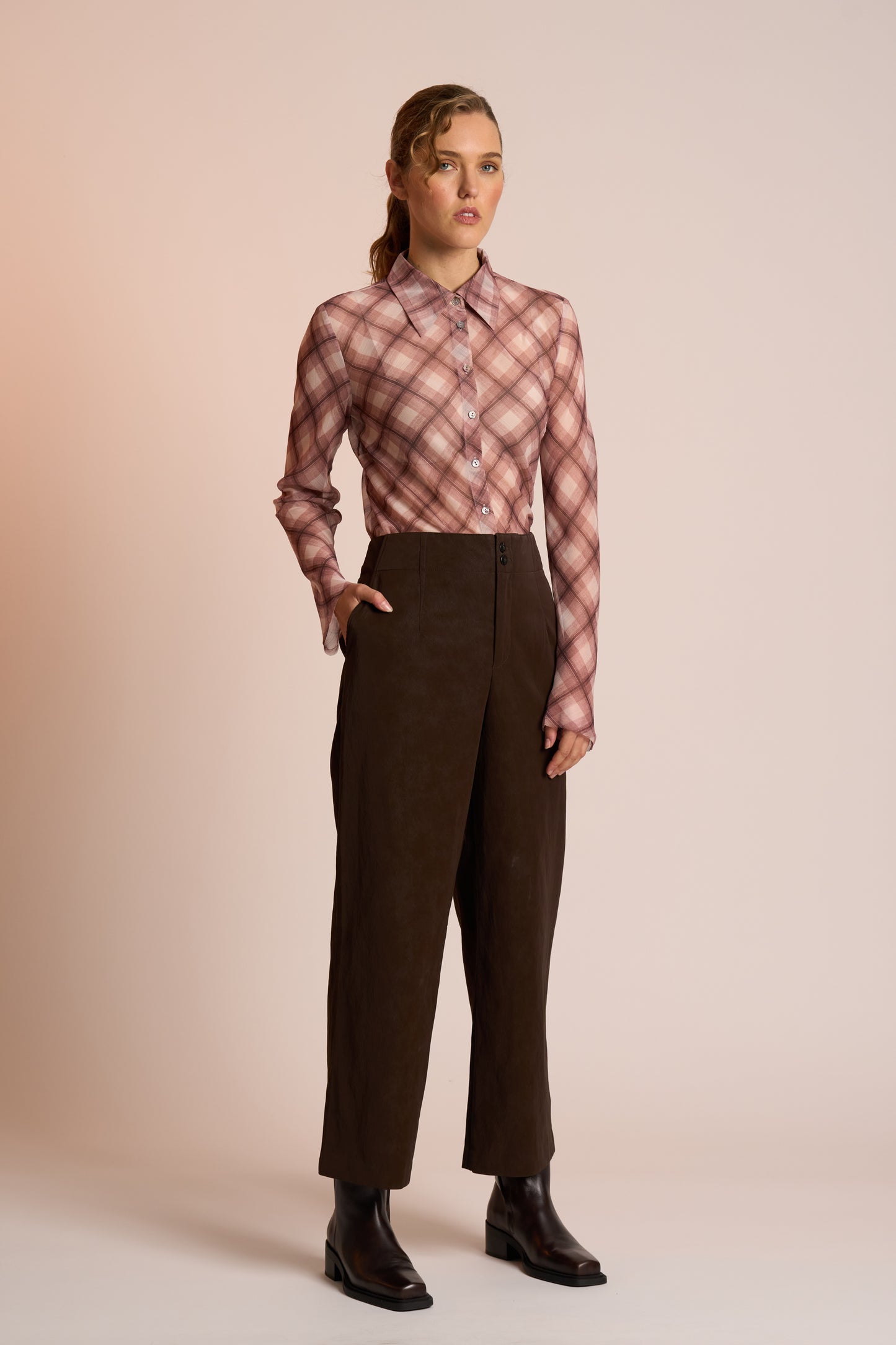 Neris Edgy Shirt - Raisin Check