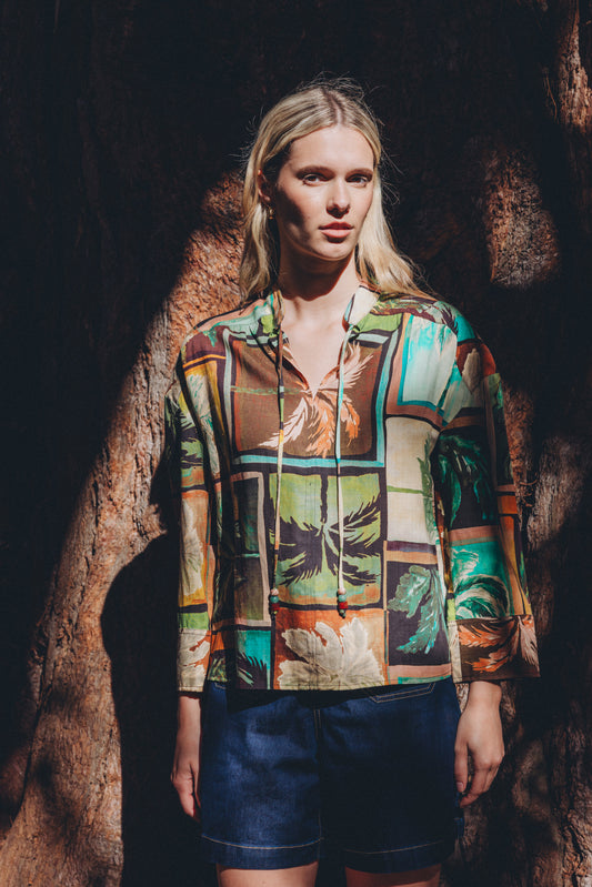 Neris Ramona Blouse - Sunset Palms