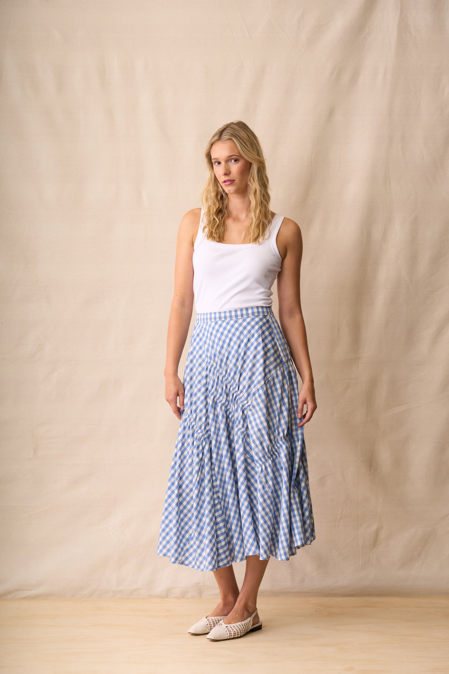 Neris In Stitches Skirt - Blue Check
