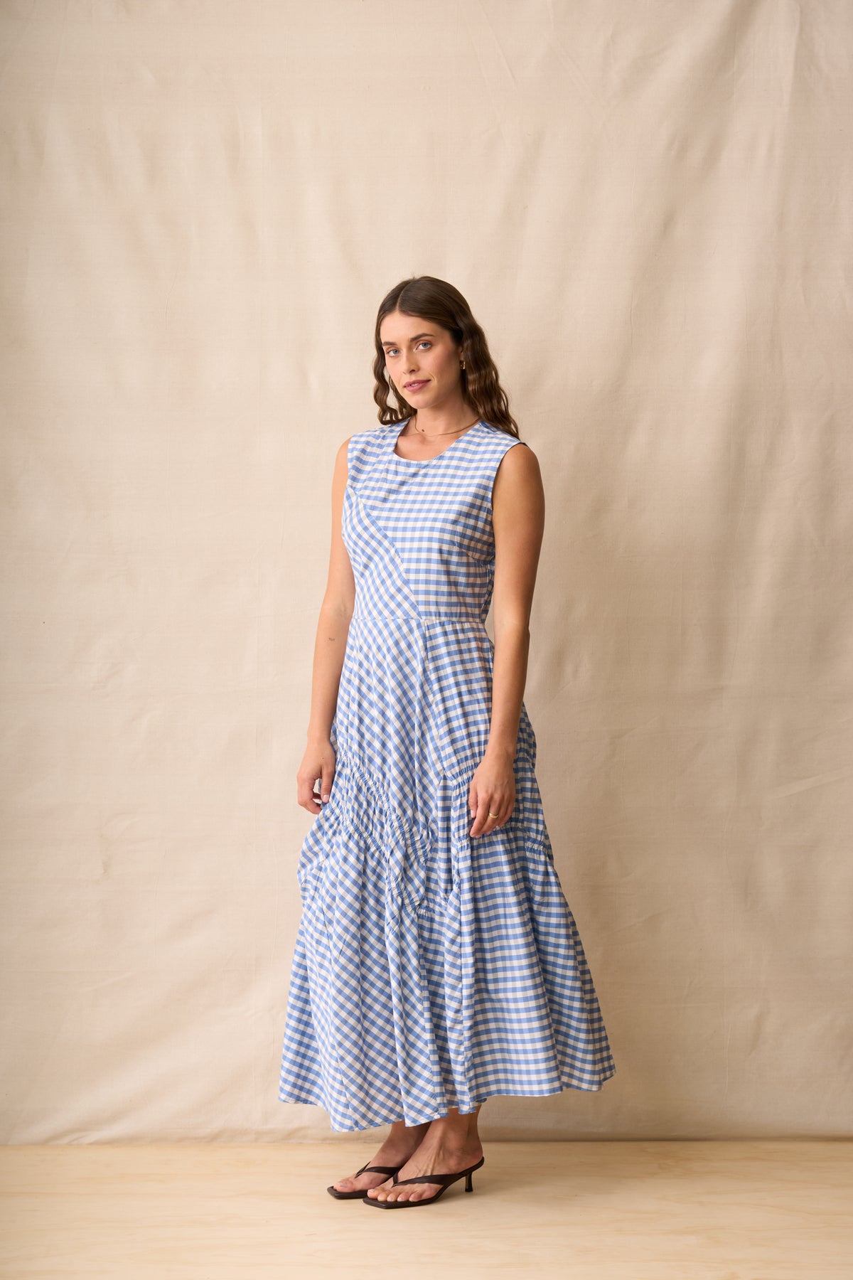 Neris In Stitches Dress - Blue Check