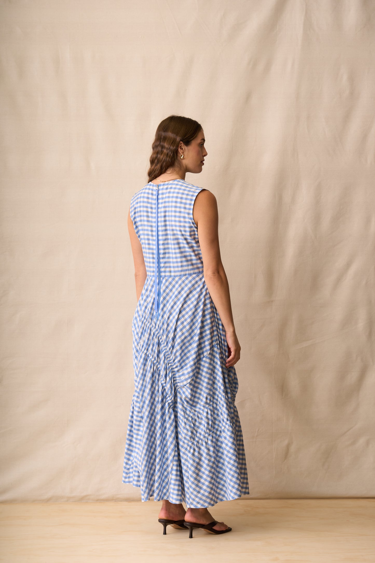 Neris In Stitches Dress - Blue Check
