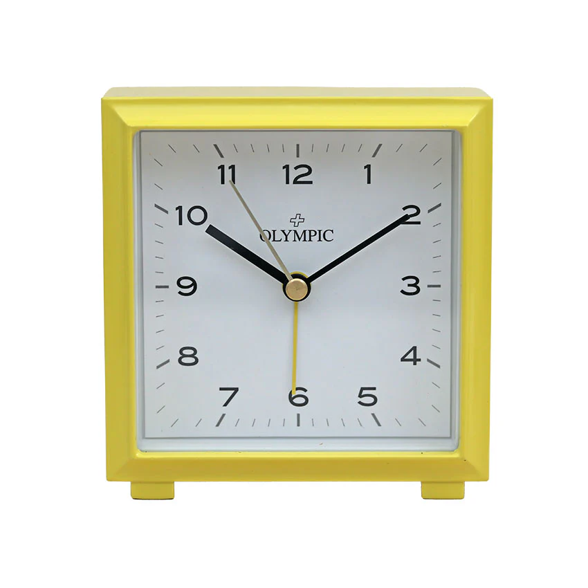 Olympic Square Metal Alarm Clock - Yellow