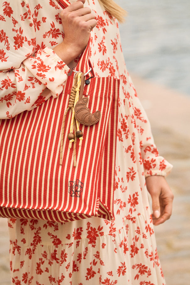 Saint Tropez Pansy Bag - Poppy Seedpearl Wide Stripe