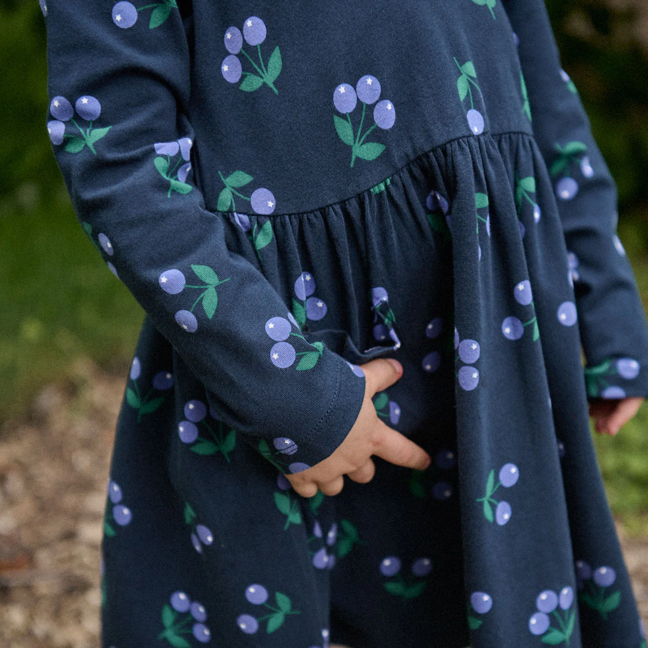 Nature Baby Long Sleeve Twirl Dress - Winter Berry Navy Print