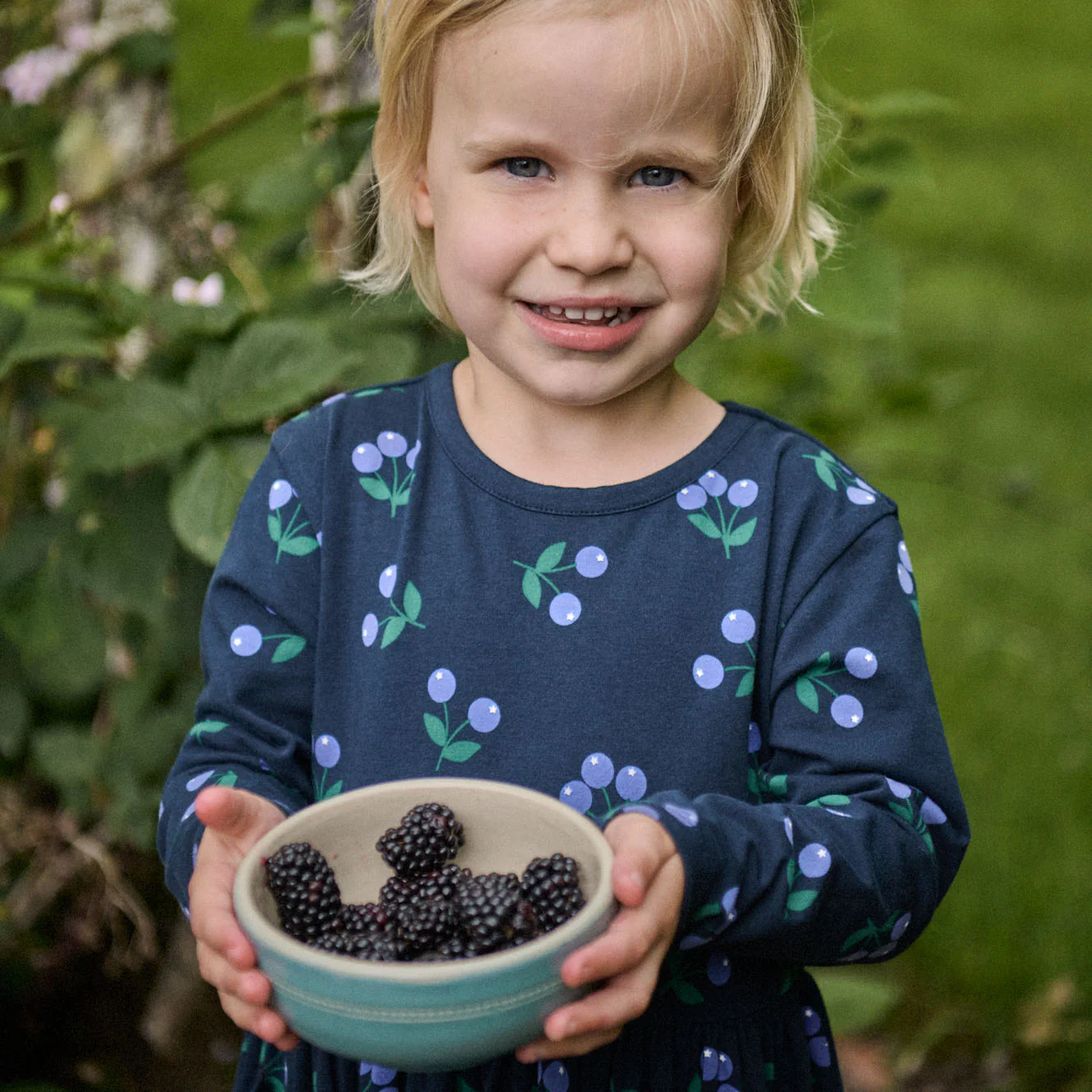 Nature Baby Long Sleeve Twirl Dress - Winter Berry Navy Print