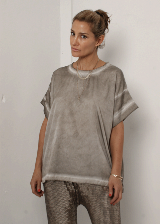 Adine Studio T Shirt Top - Silver Grey