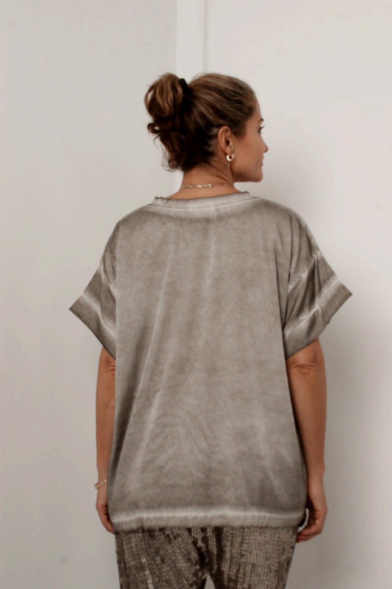 Adine Studio T Shirt Top - Silver Grey