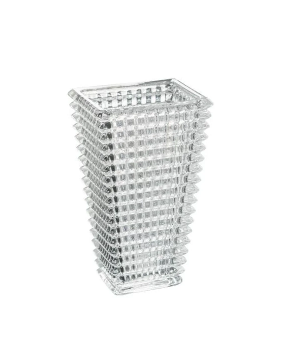 Flower Systems Facet Rectangle Cut Glass Vase