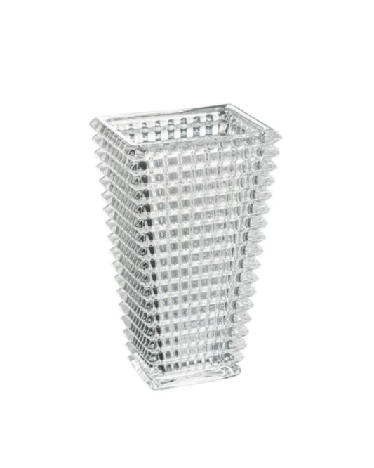 Flower Systems Facet Rectangle Cut Glass Vase