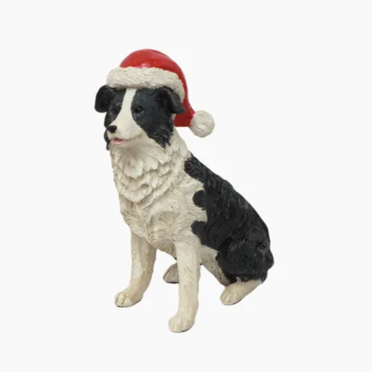 French Country Sheep Dog with Santa Hat
