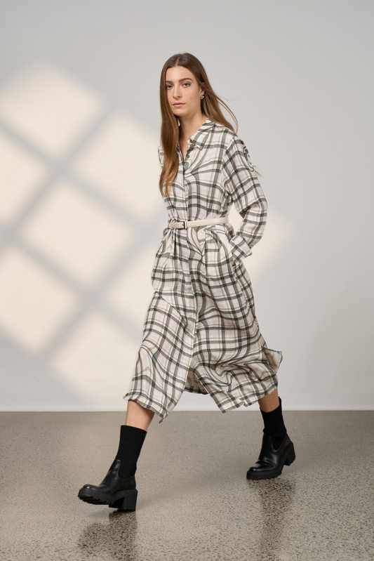 Madly Sweetly Illusion Shirt Dress - Pumice Multi